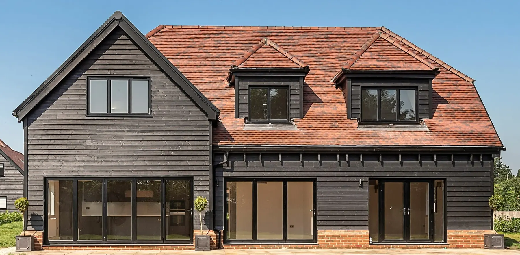 Shiplap cladding installation detail - new build homes Chalfont St Giles Buckinghamshire