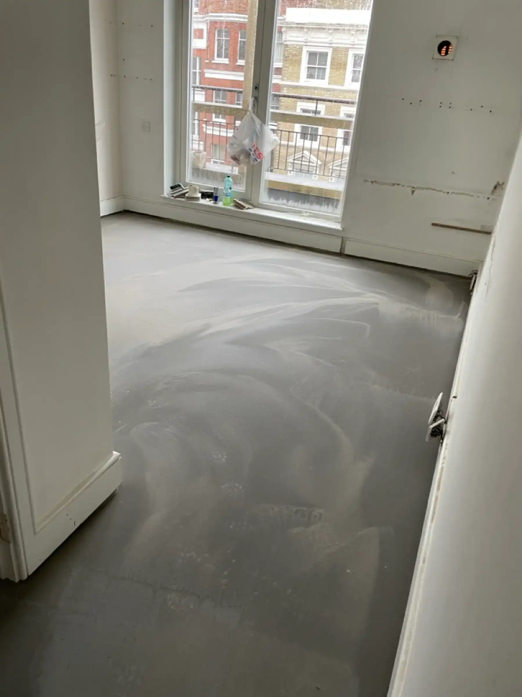 Screed floor preparation - London apartment renovation Kings Road Chelsea
