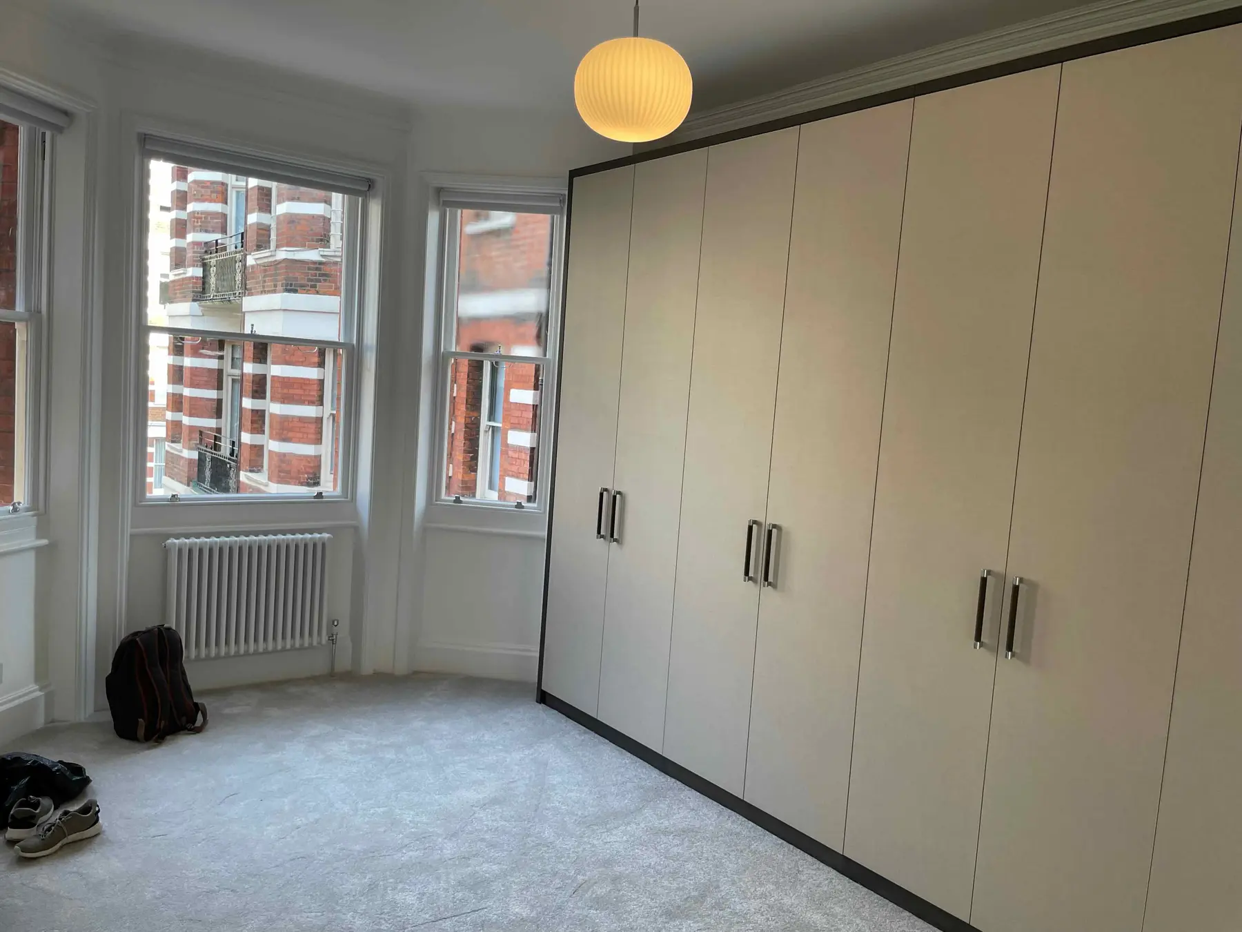 Bedroom 3 with bespoke joinery wardrobes - Westminster apartment refurbishment SW1P