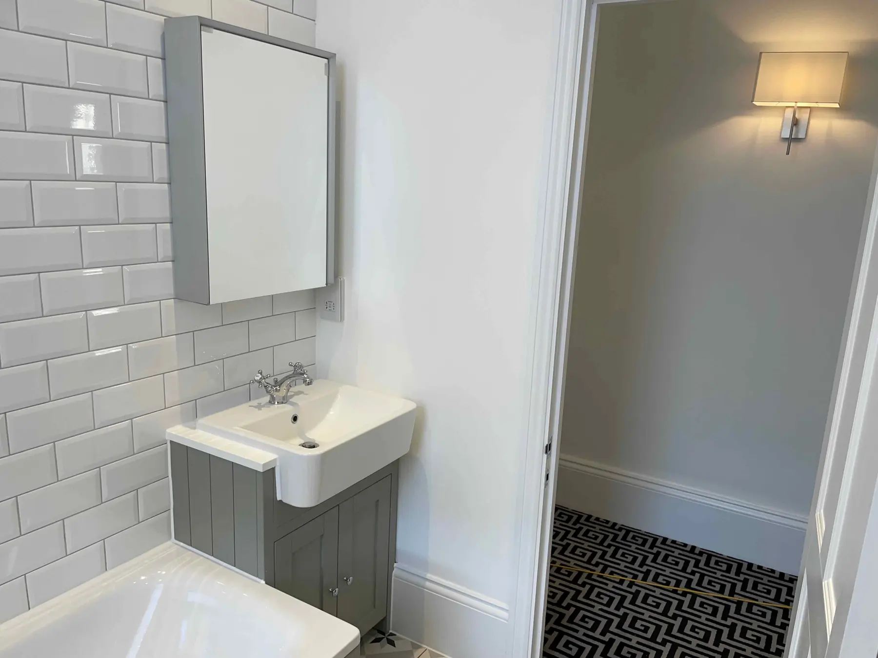 Completed family bathroom - Westminster London SW1P apartment refurbishment