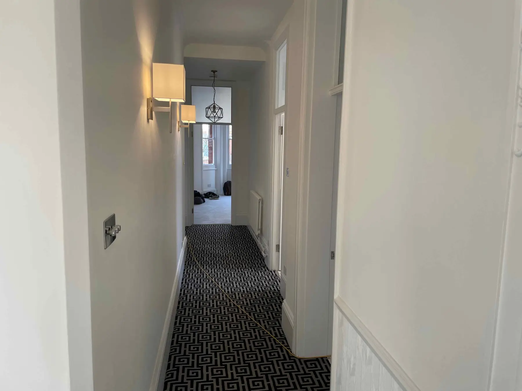 Hallway after refurbishment - Westminster London SW1P Victorian mansion block